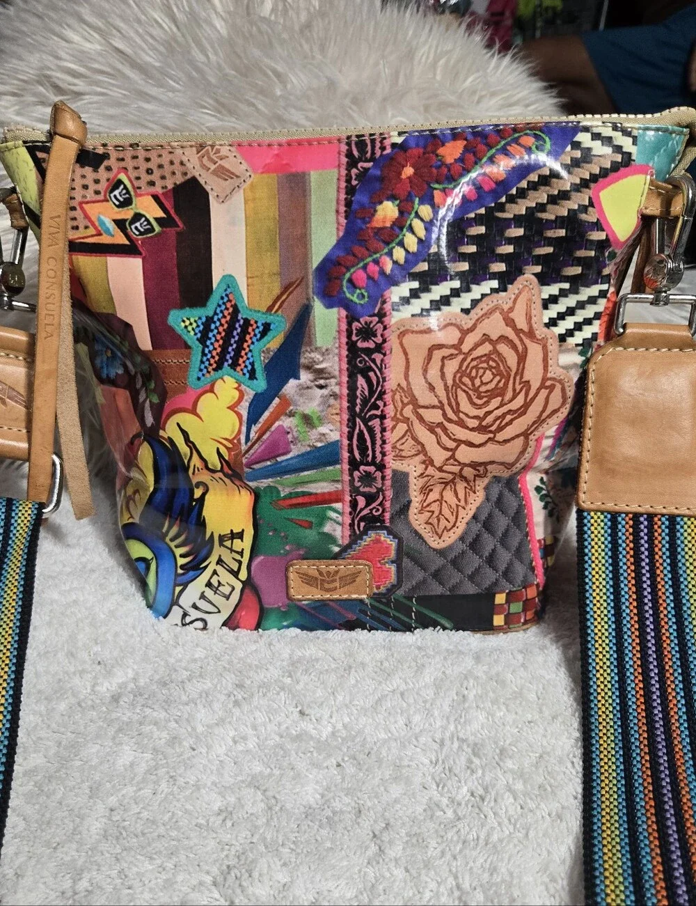 Consuela Patches Wedge Purse Long Crossbody
